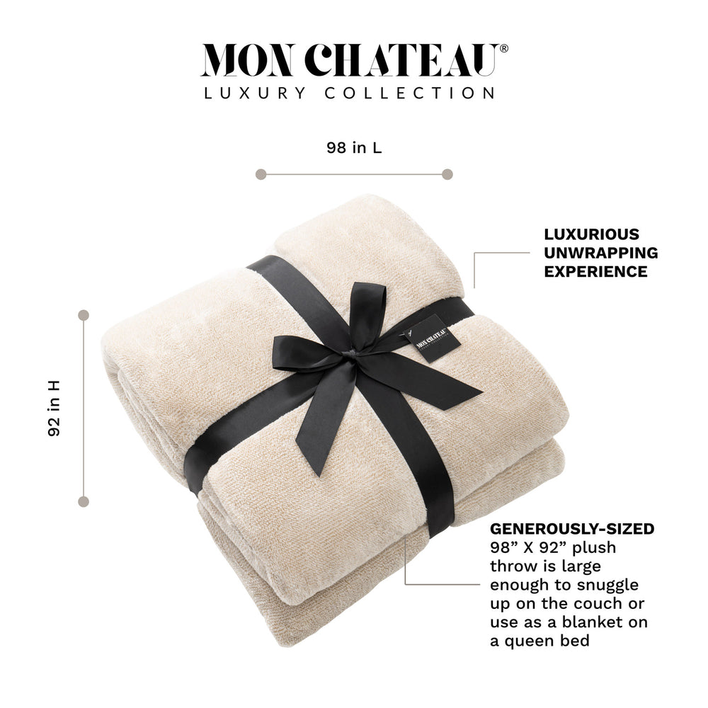 Reversible Flannel Throw - Beige Melange