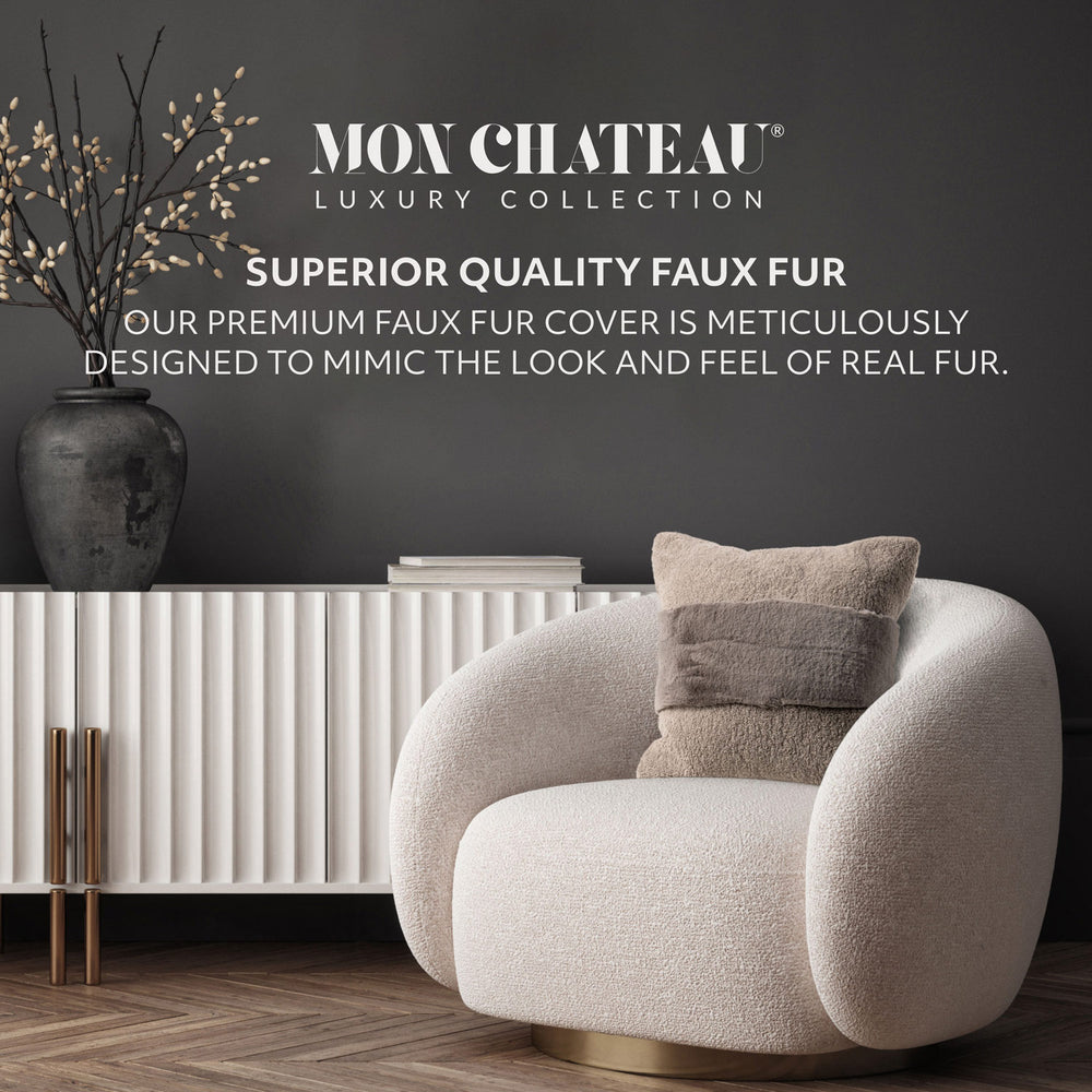 Luxe Faux Fur Jacquard Pillow - Taupe