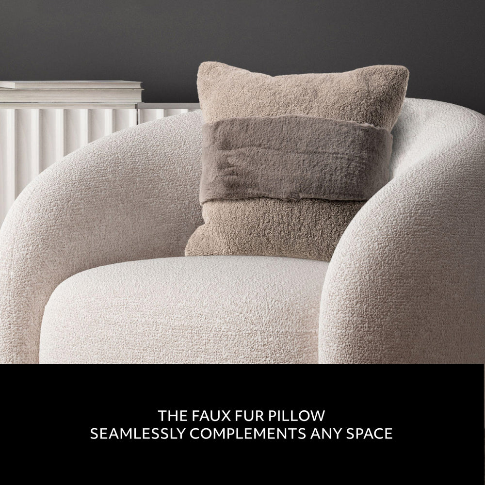 Luxe Faux Fur Jacquard Pillow - Taupe