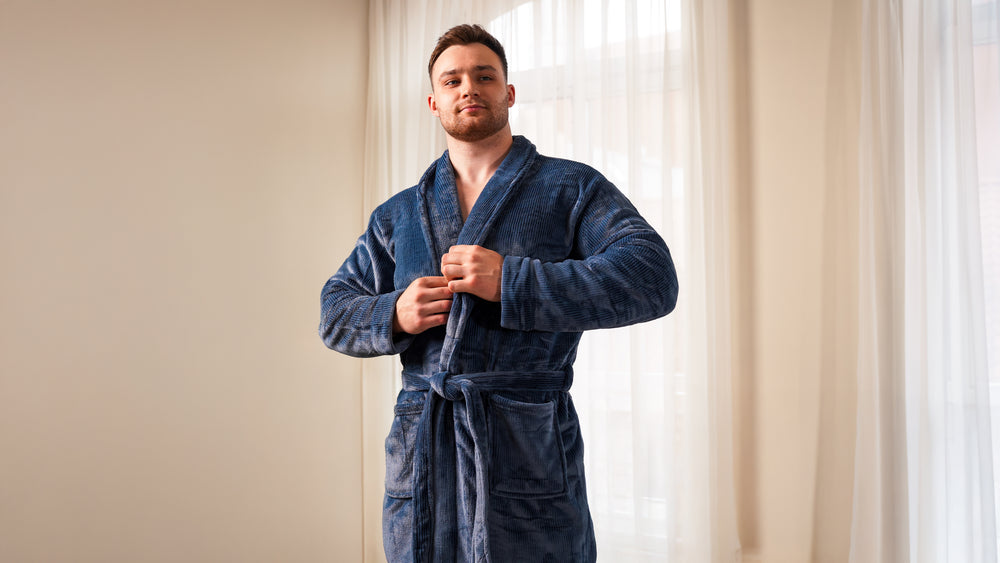 Stripe Flannel Robe – Navy