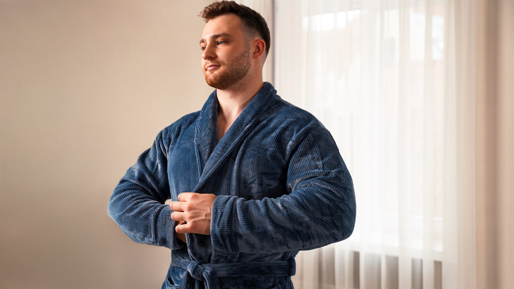 Stripe Flannel Robe – Navy