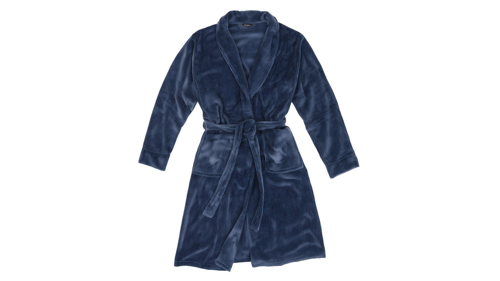Stripe Flannel Robe – Navy